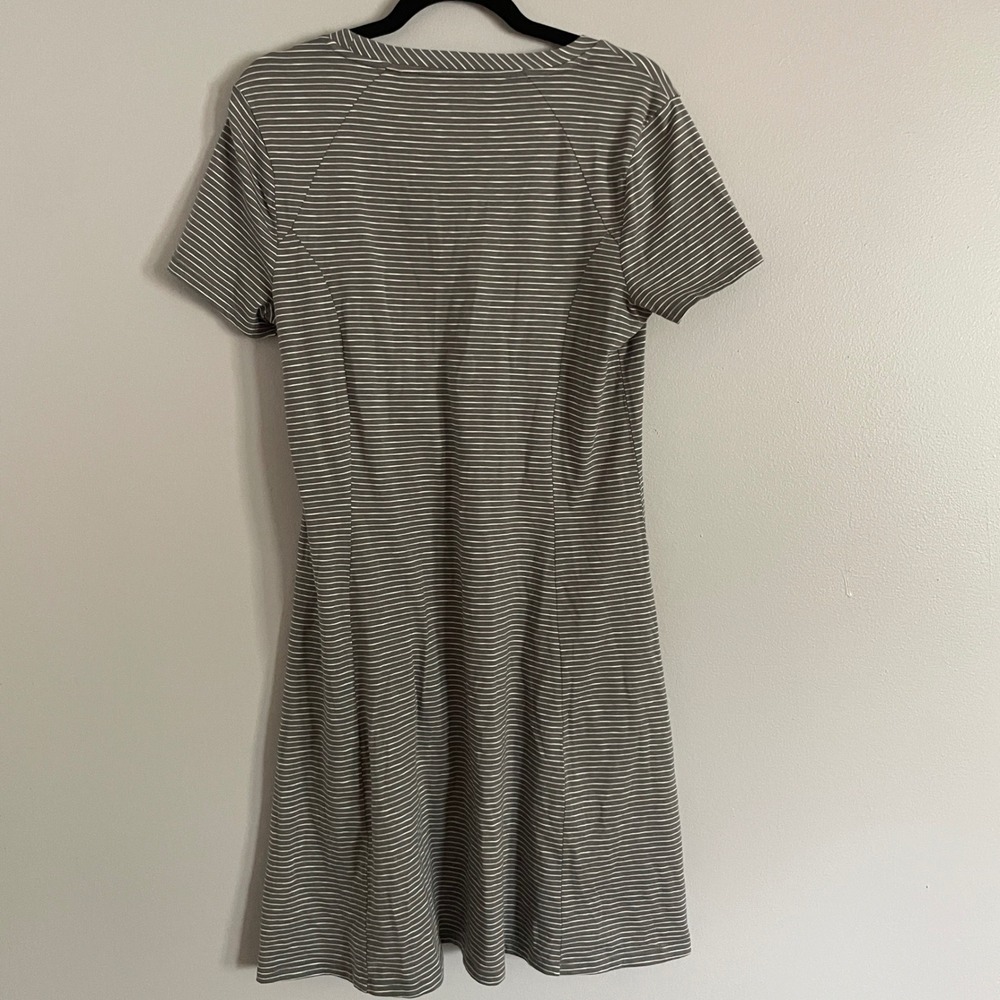Toad&Co T-Shirt Dress Women Medium Gray Striped Organic Cotton Tencel Casual - Picture 5 of 10